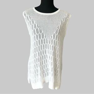 Heather B Pure Cotton Mesh Crochet Sleeveless Sweater Coverups